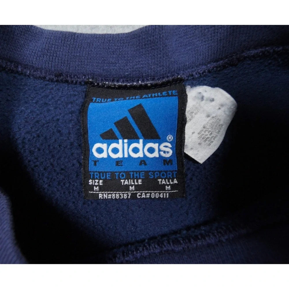 Vintage Adidas Sweatshirt Mens Medium Blue Crewneck Pullover Embroidered Logo